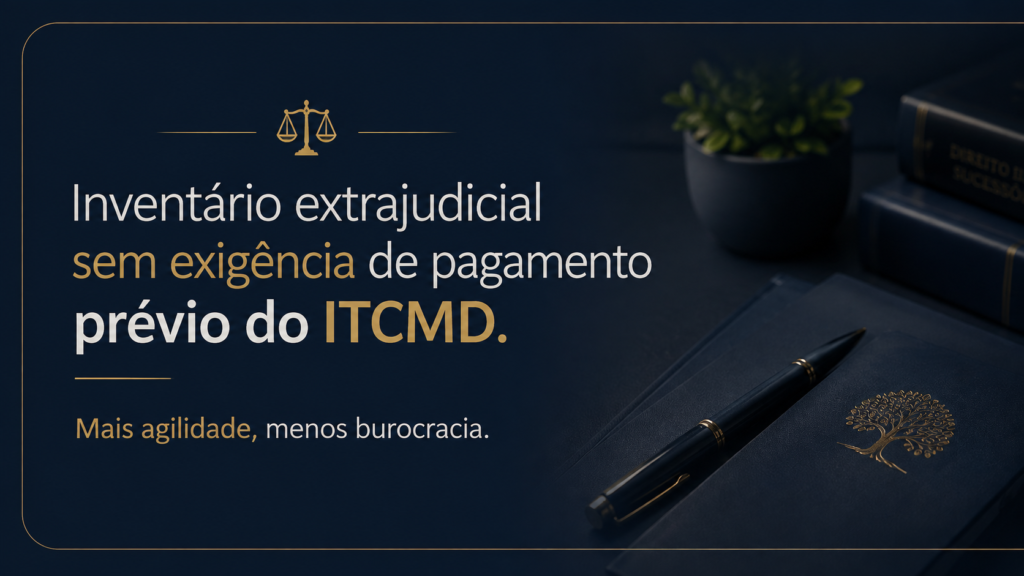 imagem de uma caneta e um caderno falando sobre o ITCMD